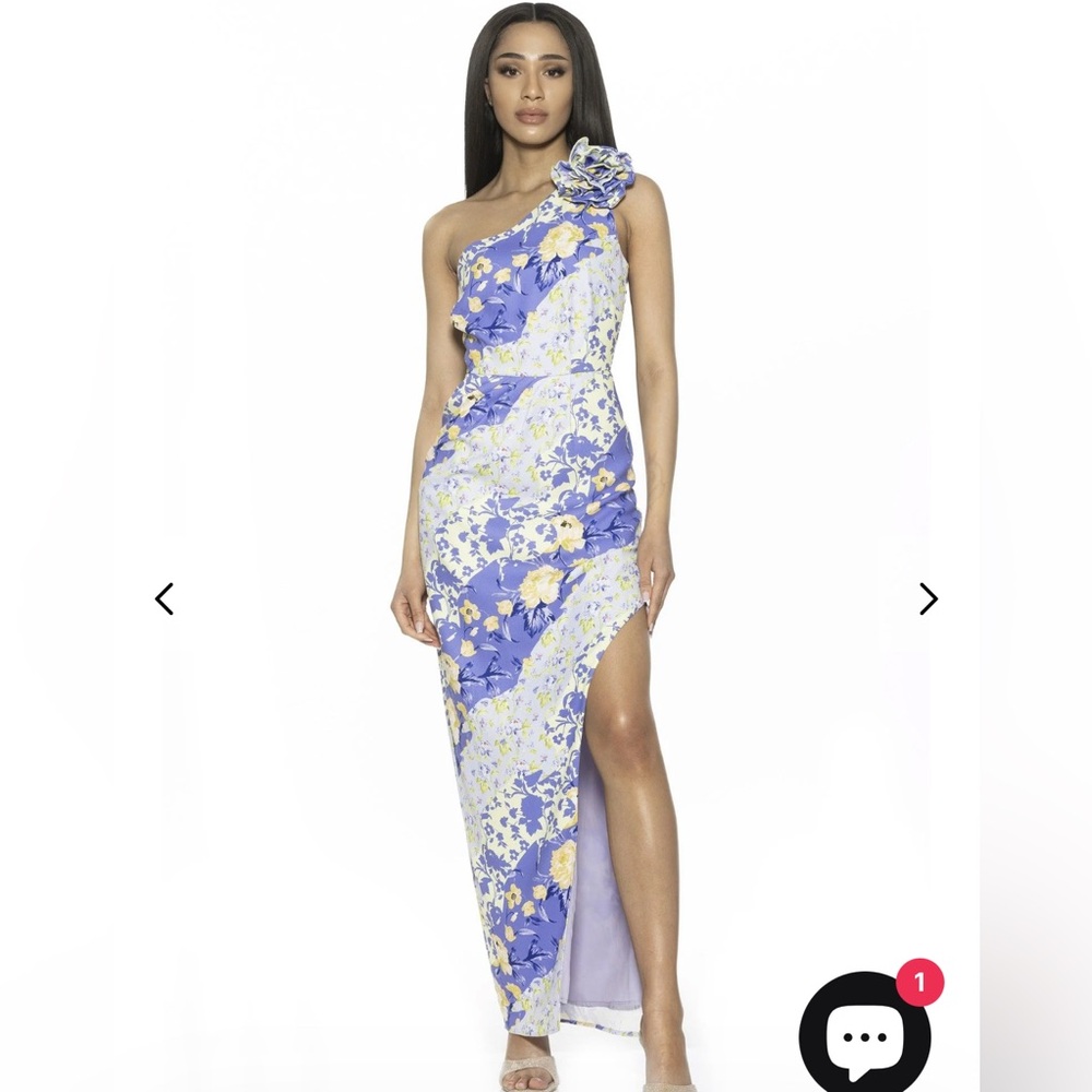 NWT- alexia admor purple floral asymmetric ASTRID DRESS, size 4